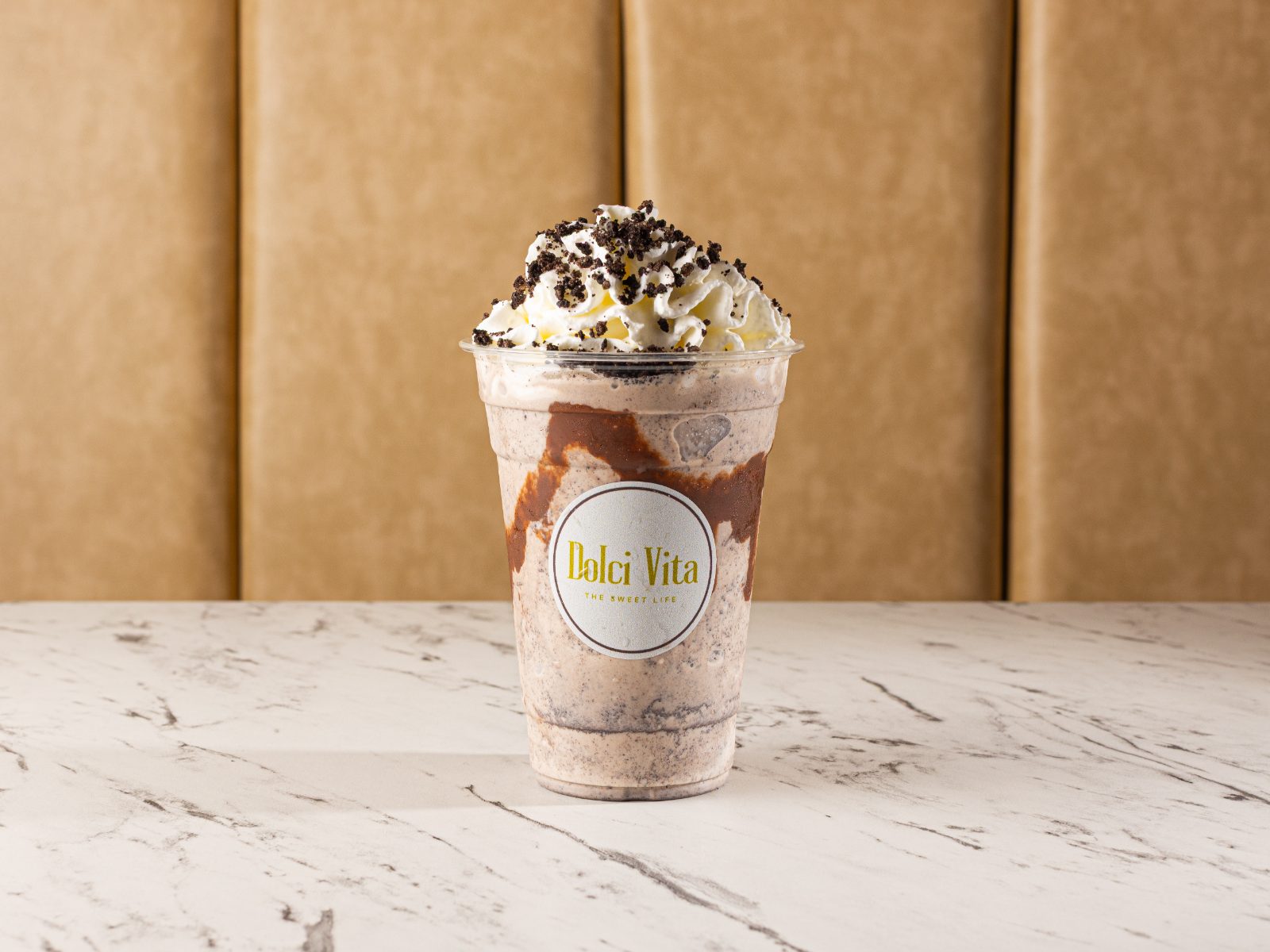 Cookies and cream milkshake with whipped cream